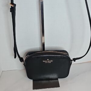 Kate Spade Staci Mini Camera Crossbody Bag In Black Saffiano Leather
